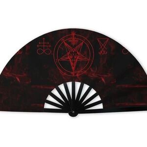Red and Black Folding Fan